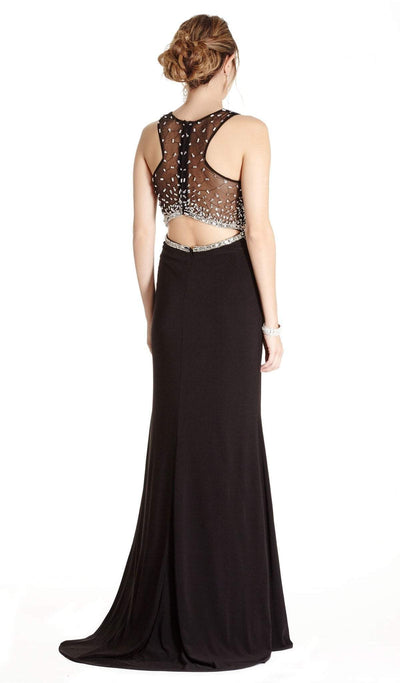 Glittering Illusion V-neck Sheath Evening Dress Dress