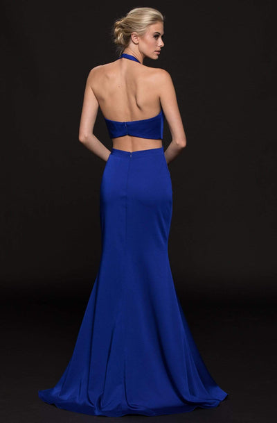 Glow by Colors - G774 Halter Cutout Bodice Faille Gown Special Occasion Dress