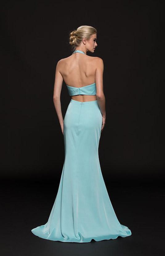 Glow by Colors - G774 Halter Cutout Bodice Faille Gown Special Occasion Dress