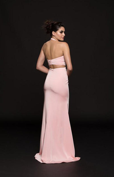 Glow by Colors - G774 Halter Cutout Bodice Faille Gown Special Occasion Dress