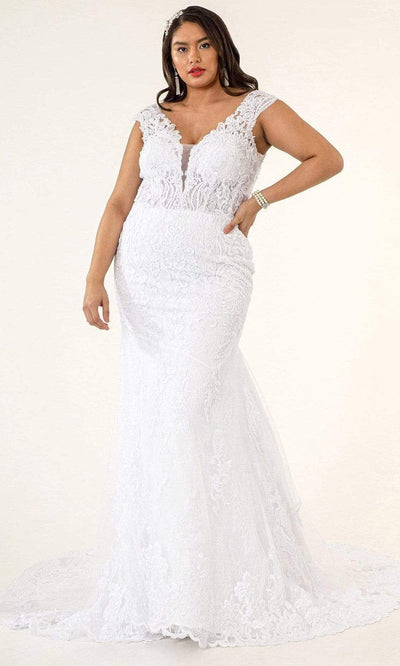 GLS by Gloria - GL1934 Plunging V Neck Mermaid Dress Wedding Dresses