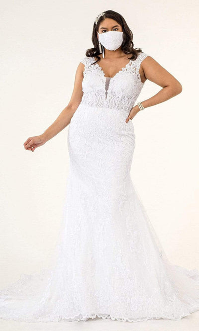 GLS by Gloria - GL1934 Plunging V Neck Mermaid Dress Wedding Dresses XS / Off.Wht