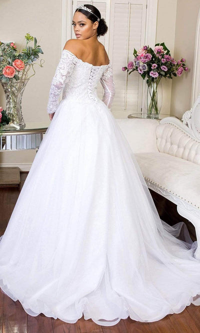 GLS by Gloria - GL1937 Embroidered Long Sleeves A-Line Dress Wedding Dresses