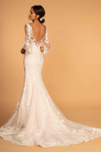 GLS by Gloria - GL2592 Lace Quarter Length Sleeve Mermaid Dress Wedding Dresses