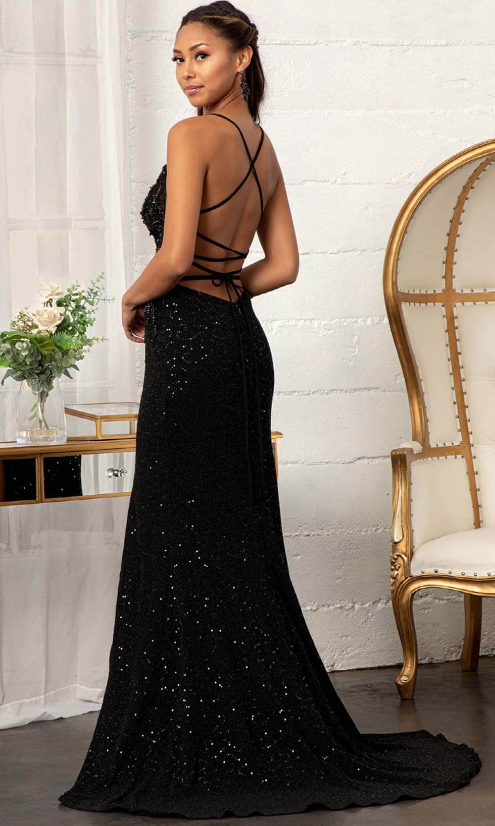 GLS by Gloria GL3006 - Sleeveless Plunging V-neck Evening Gown Prom Dresses