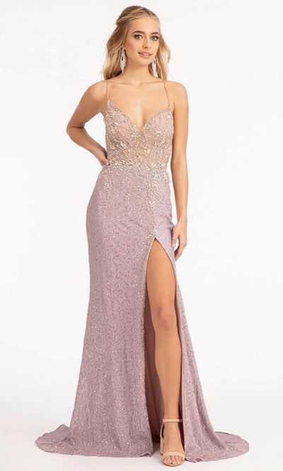 GLS by Gloria GL3006 - Sleeveless Plunging V-neck Evening Gown Prom Dresses XS / Rose Gold
