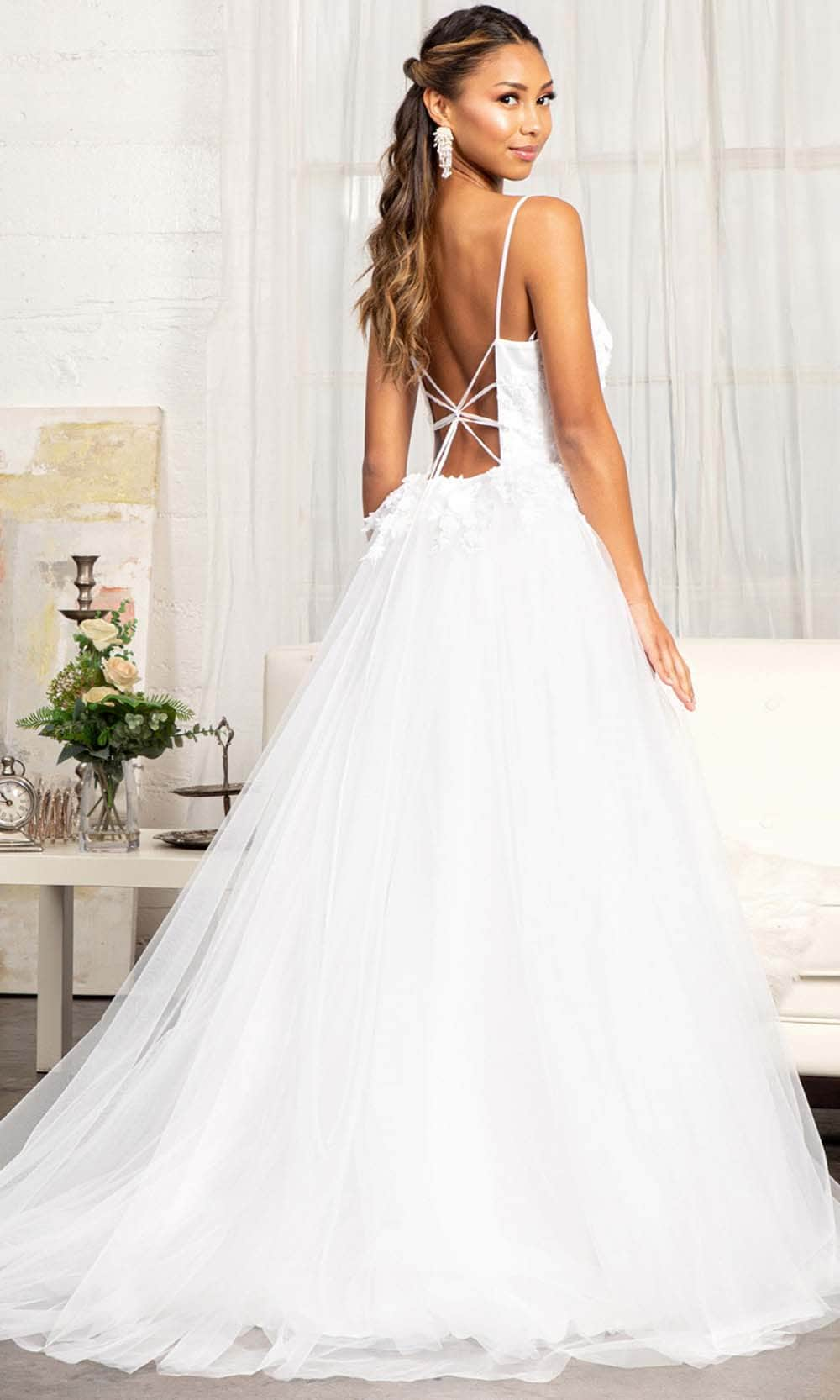 GLS by Gloria GL3013 - Sleeveless Plunging V-neck Wedding Gown Bridal Dresses