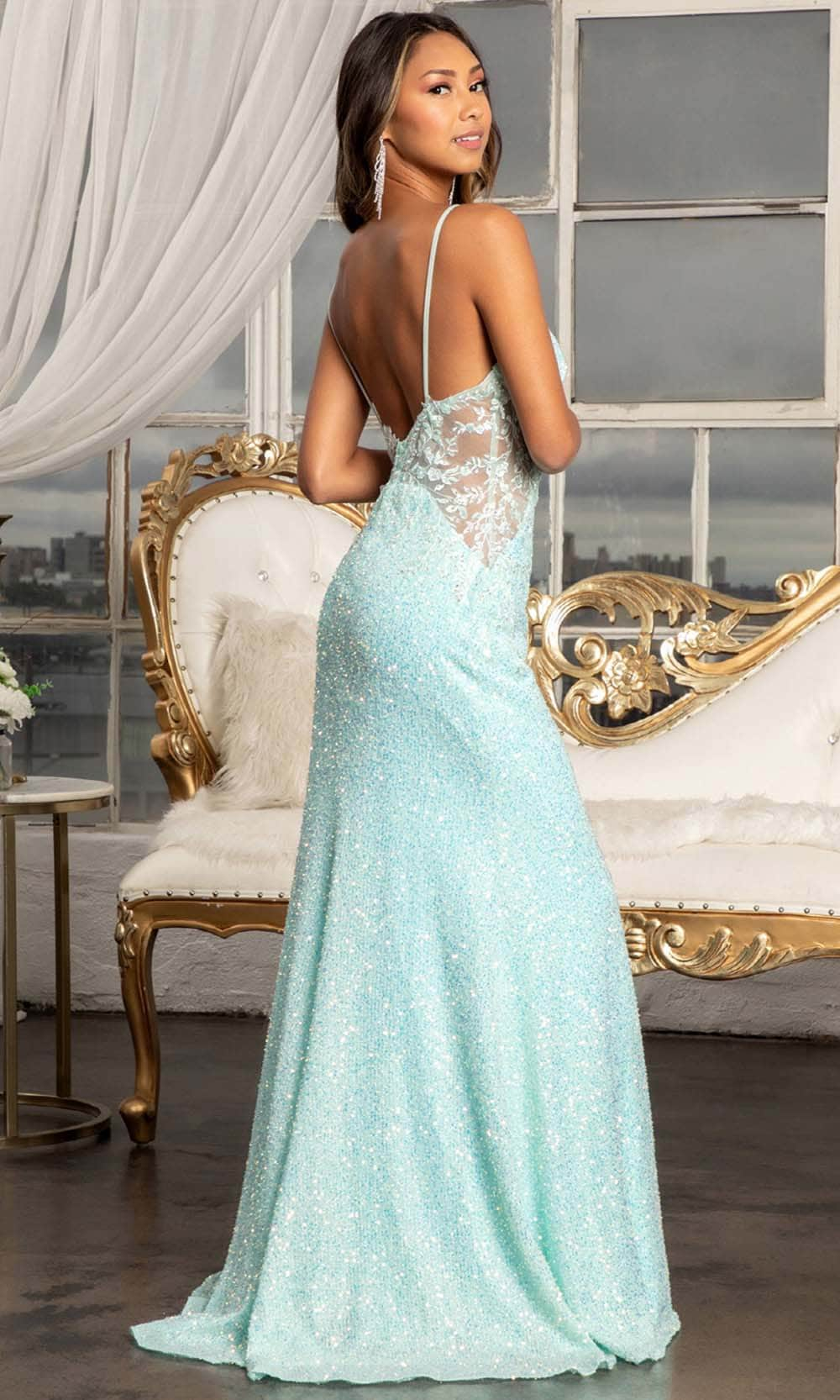 GLS by Gloria GL3029 - Beaded Sweetheart High Slit Dress Prom Dresses