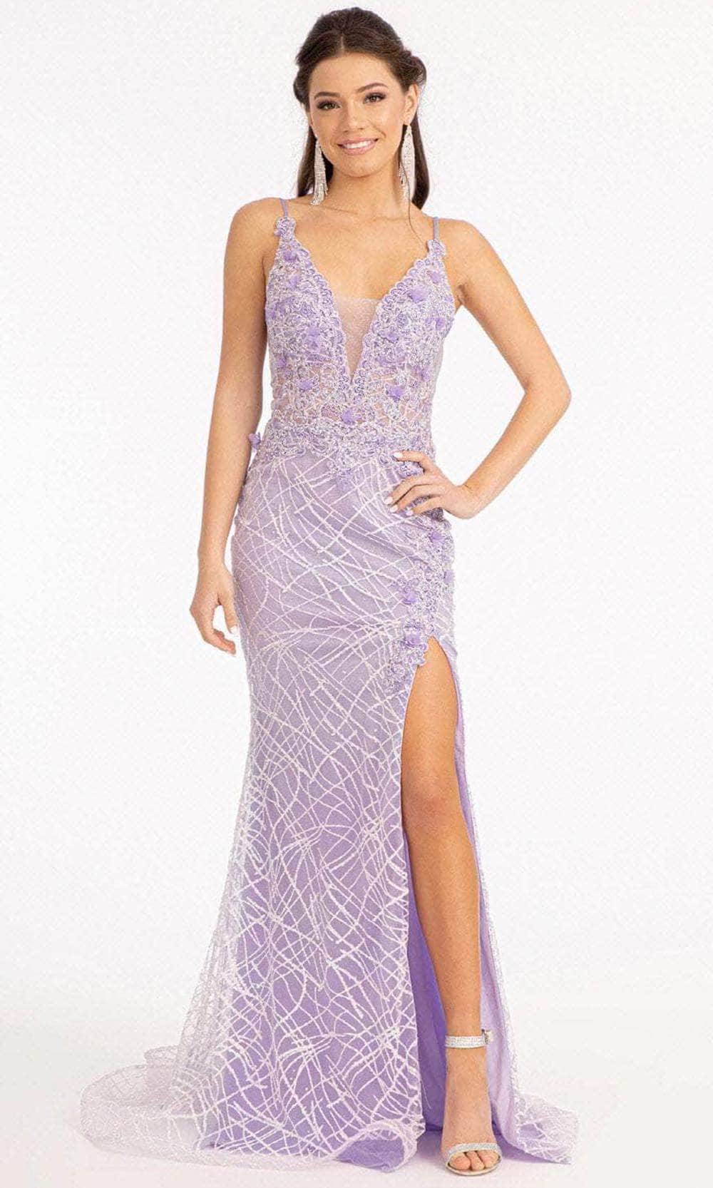 GLS by Gloria GL3042 - Deep V-Neck Sleeveless Evening Gown Special Occasion Dress XS / Lilac