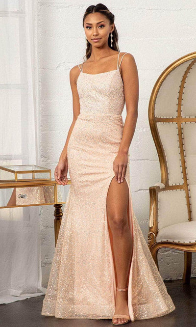 GLS by Gloria GL3052 - Dual Straps Embellished Evening Gown Special Occasion Dress XS / Rose Gold