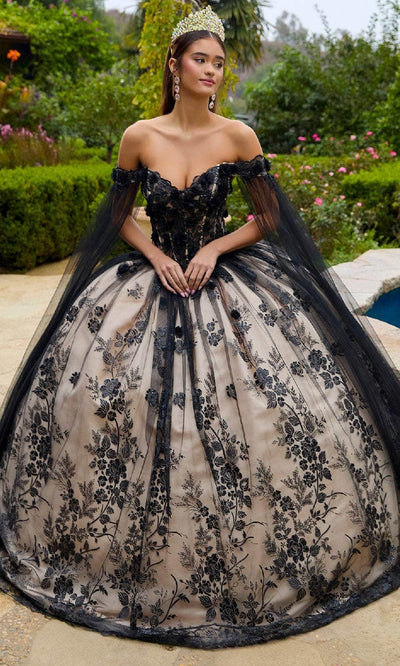 GLS by Gloria GL3500 - Mesh Sleeve Glitter Ballgown Quinceanera Dresses