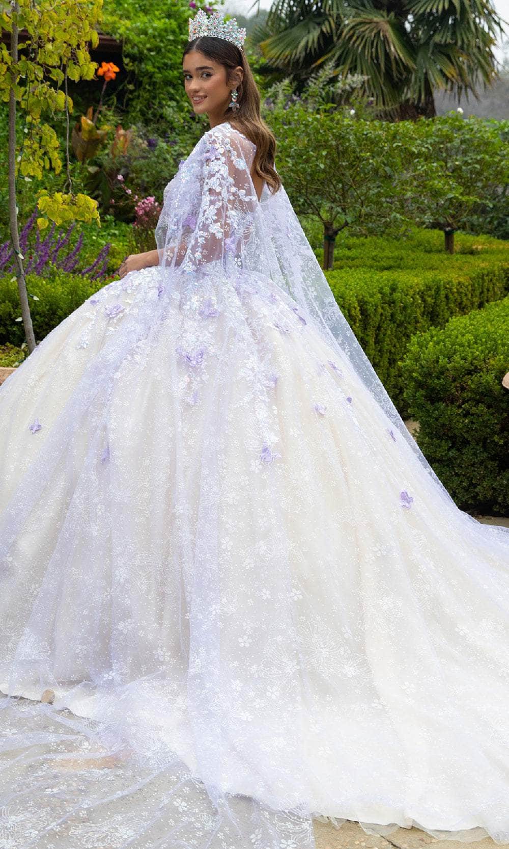 GLS by Gloria GL3501 - Cape Sleeve Sequin Ballgown Quinceanera Dresses