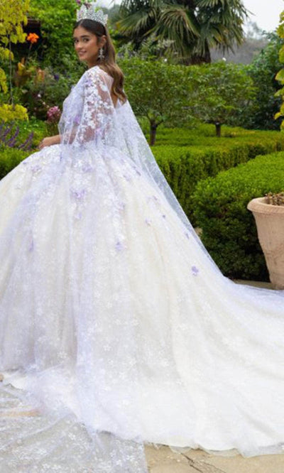 GLS by Gloria GL3501 - Cape Sleeve Sequin Ballgown Quinceanera Dresses