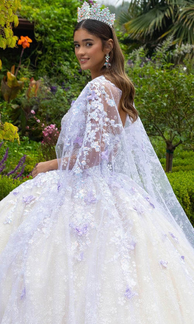 GLS by Gloria GL3501 - Cape Sleeve Sequin Ballgown Quinceanera Dresses