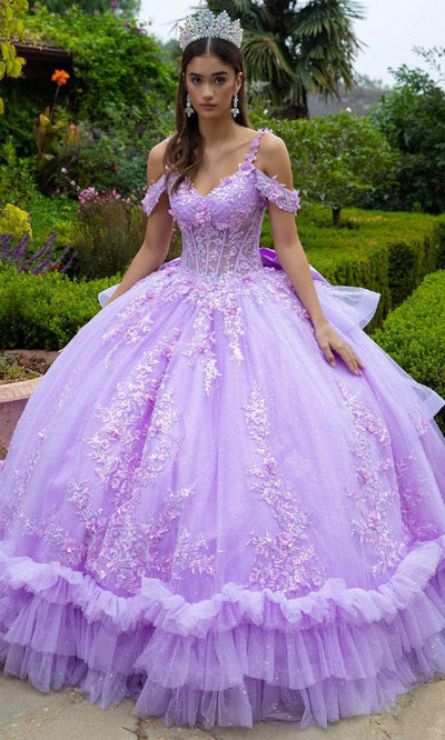 GLS by Gloria GL3520 - Floral Cold Shoulder Ballgown Quinceanera Dresses