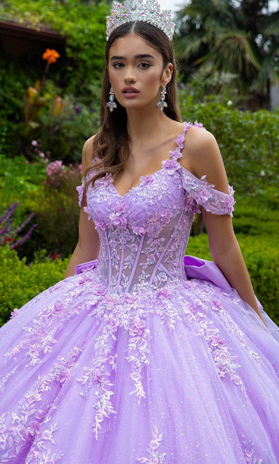 GLS by Gloria GL3520 - Floral Cold Shoulder Ballgown Quinceanera Dresses