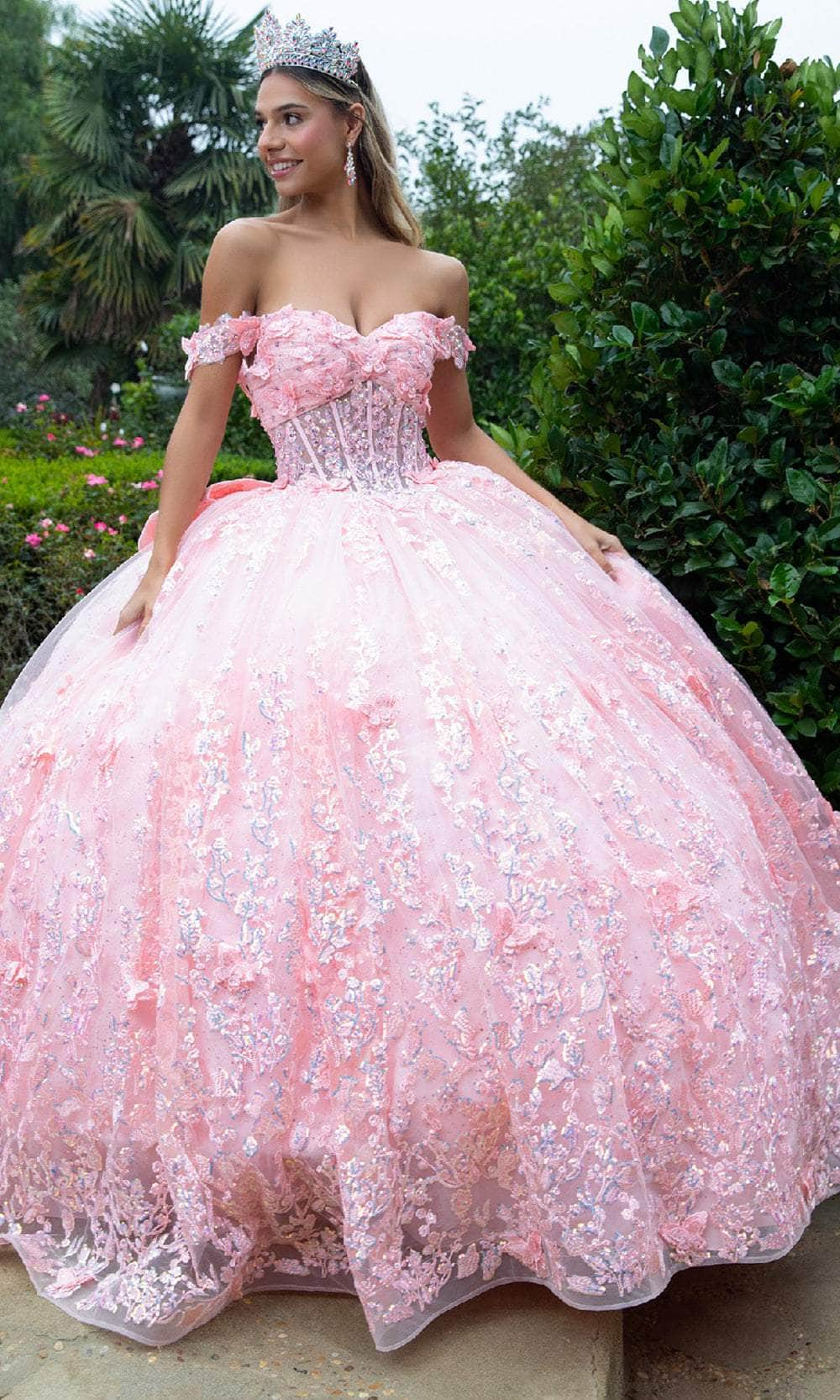 GLS by Gloria GL3526 - Floral Embossed Ballgown Quinceanera Dresses