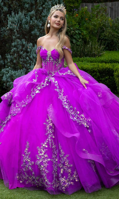 GLS by Gloria GL3548 - Beaded Applique Ruffle Ballgown Quinceanera Dresses