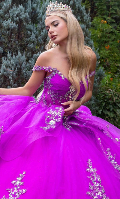 GLS by Gloria GL3548 - Beaded Applique Ruffle Ballgown Quinceanera Dresses