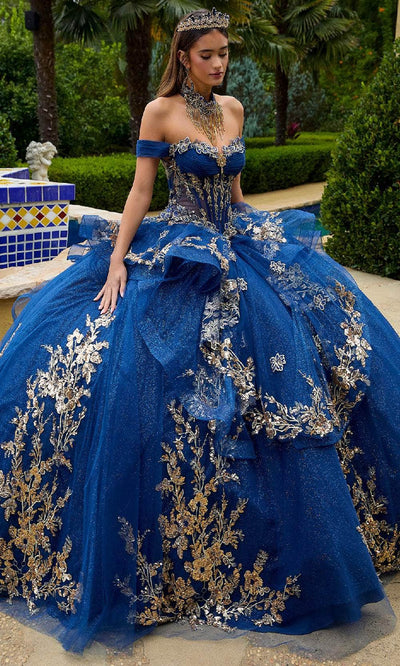 GLS by Gloria GL3552 - Embroidered Cap Sleeve Ballgown Quinceanera Dresses