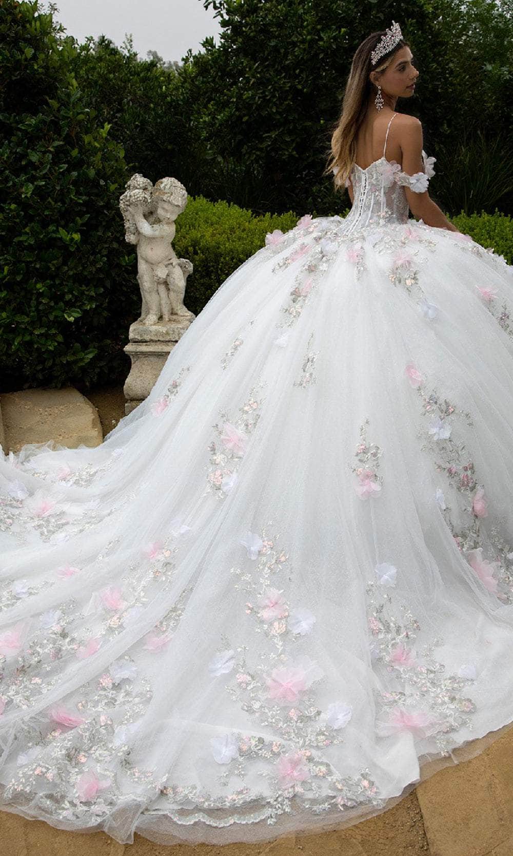 GLS by Gloria GL3553 - Floral Applique Illusion Corset Ballgown Quinceanera Dresses