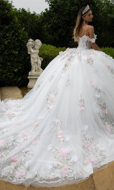 GLS by Gloria GL3553 - Floral Applique Illusion Corset Ballgown Quinceanera Dresses