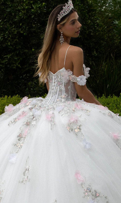 GLS by Gloria GL3553 - Floral Applique Illusion Corset Ballgown Quinceanera Dresses