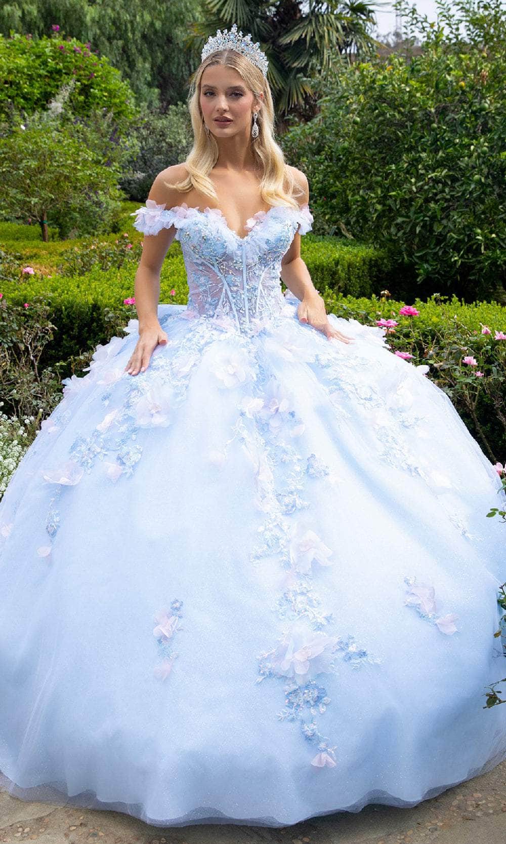 GLS by Gloria GL3555 - Illusion Corset Sequin Embroidered Ballgown Quinceanera Dresses
