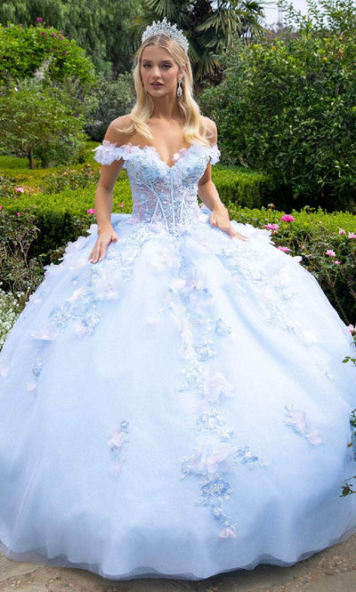 GLS by Gloria GL3555 - Illusion Corset Sequin Embroidered Ballgown Quinceanera Dresses