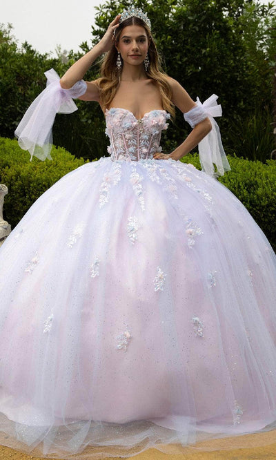 GLS by Gloria GL3570 - Strapless 3D Flower Accent Ballgown Quinceanera Dresses