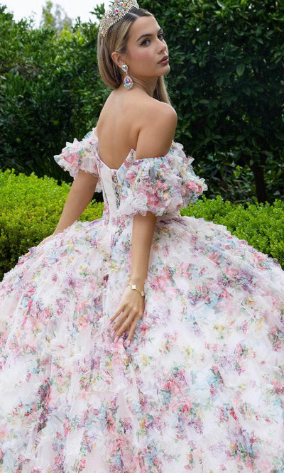 GLS by Gloria GL3609 - Floral Print Corset Bodice Ballgown Quinceanera Dresses