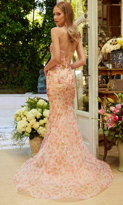 GLS by Gloria GL3627 - Flower Applique Strapless Prom Gown Prom Dresses