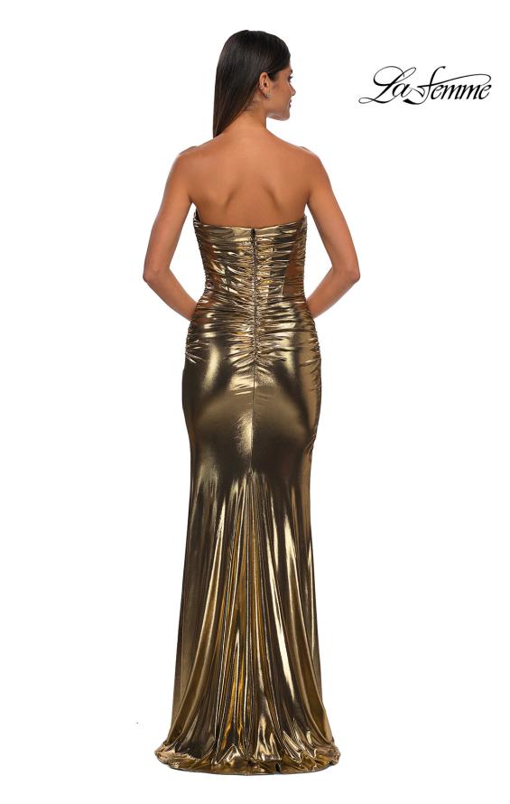 La Femme 32518 - Fitted Metallic Jersey Prom Gown