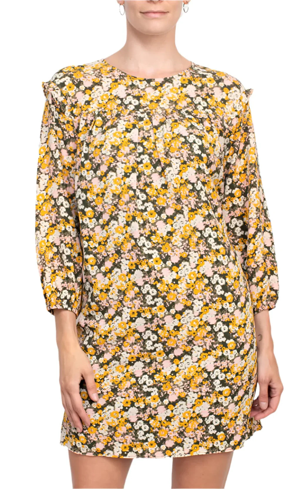 BCBG Generation GU05D25 - Floral Bodice Jewel Neckline Mini Dress Cocktail Dresses