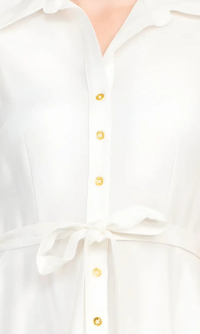 Sharagano HW3S196297 - Button Front Collared Knee-Length Dress Homecoming Dresses