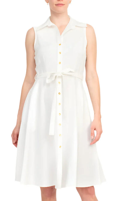 Sharagano HW3S196297 - Button Front Collared Knee-Length Dress Homecoming Dresses