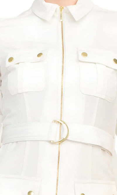 Sharagano HW3S19635 - Short Sleeve Collared Dress with Belt Cocktail Dresses