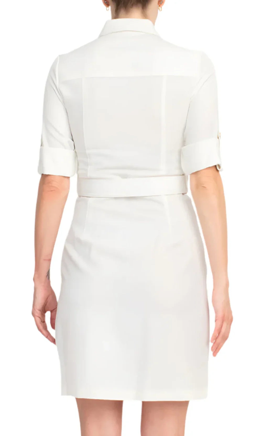Sharagano HW3S19635 - Short Sleeve Collared Dress with Belt Cocktail Dresses