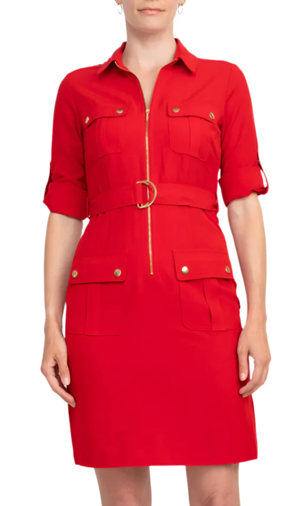 Sharagano HW3S19635 - Short Sleeve Collared Dress with Belt Cocktail Dresses