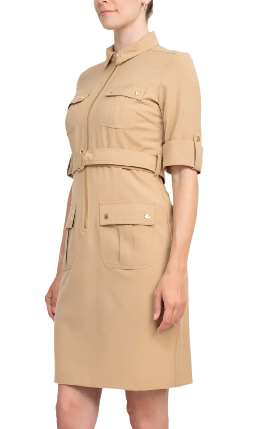 Sharagano HW3S19635 - Short Sleeve Collared Dress with Belt Cocktail Dresses