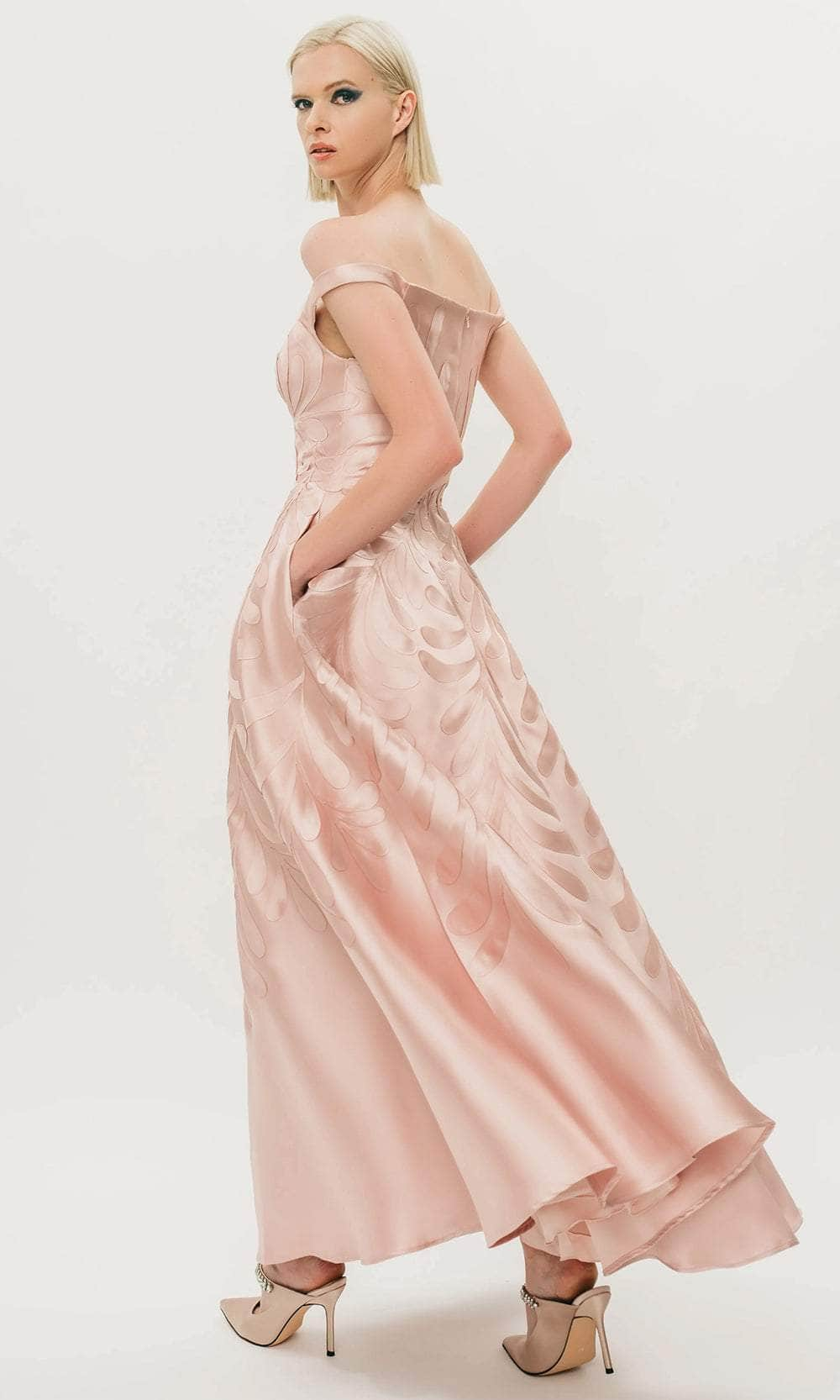 Park 108 M563 - Printed Off-Shoulder Gown  Prom Dresses