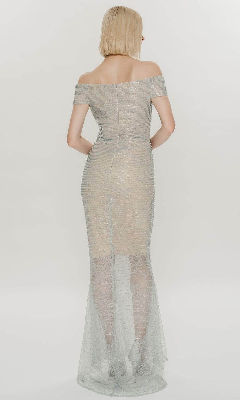 Hynes Park M623 - Off-Shoulder Beaded Lace Sheath Gown Prom Dresses
