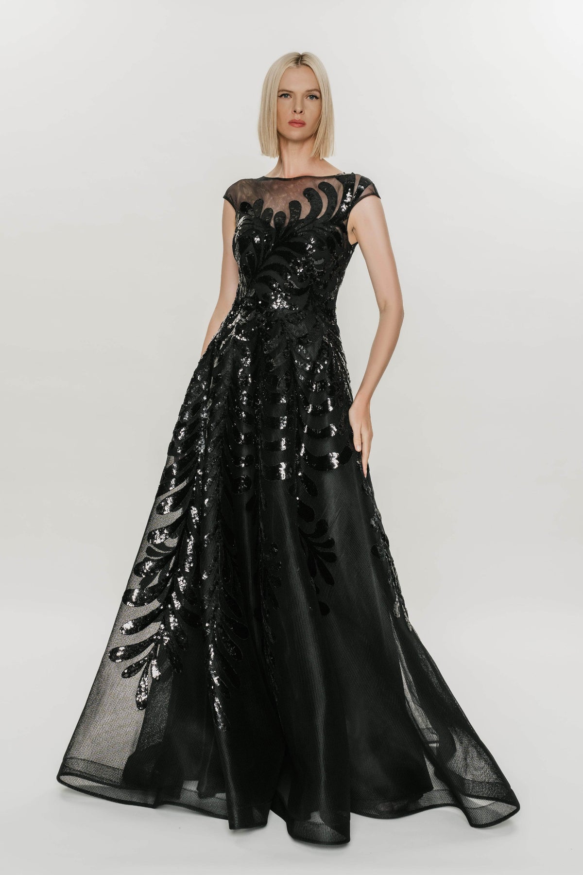 Hynes Park M645 - Sequin Embroidered Illusion Ball Gown Ball Gowns