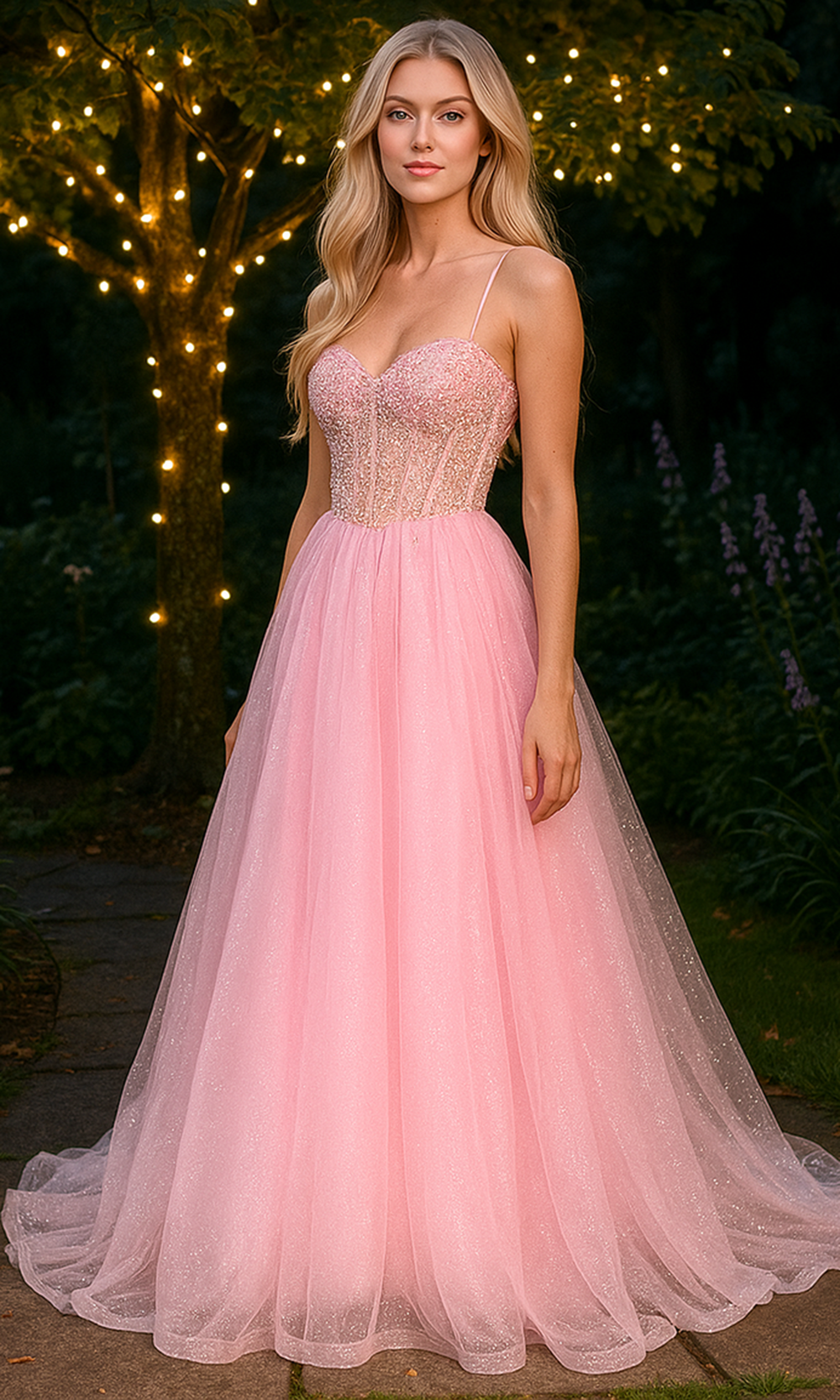 Portia and Scarlett XO163 - Shimmer Corset Tulle Prom Dress Prom Dresses in Ligth Pink