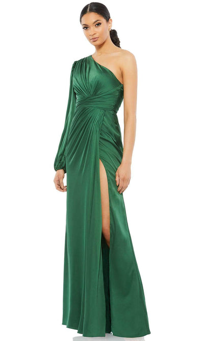 Ieena Duggal 11251 - One Shoulder Ruched Evening Gown Special Occasion Dress 0 / Emerald Green