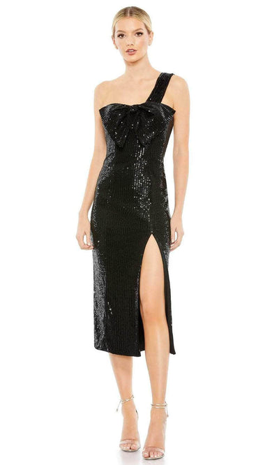 Ieena Duggal 11286 - Tea Length Sequin Cocktail Dress Special Occasion Dress 0 / Black