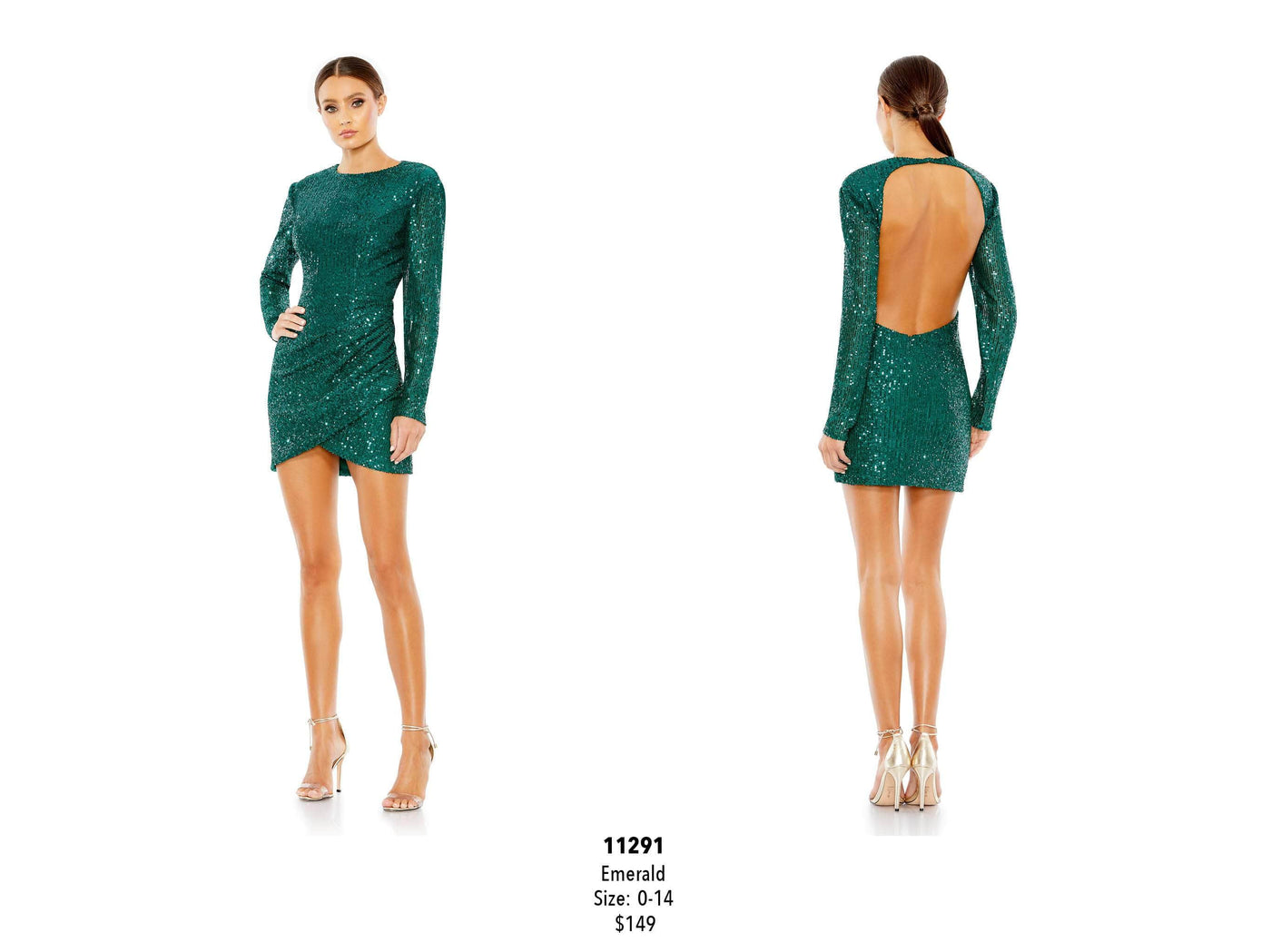 Ieena Duggal 11291 - Long Sleeve Fully Sequin Cocktail Dress Special Occasion Dress