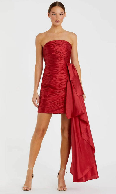 Ieena Duggal 11572 - Straight Neckline Ruched Cocktail Dress Cocktail Dresses 0 / Red