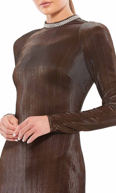 Ieena Duggal - 12511 Shiny Bodycon Close Neck Dress Special Occasion Dress