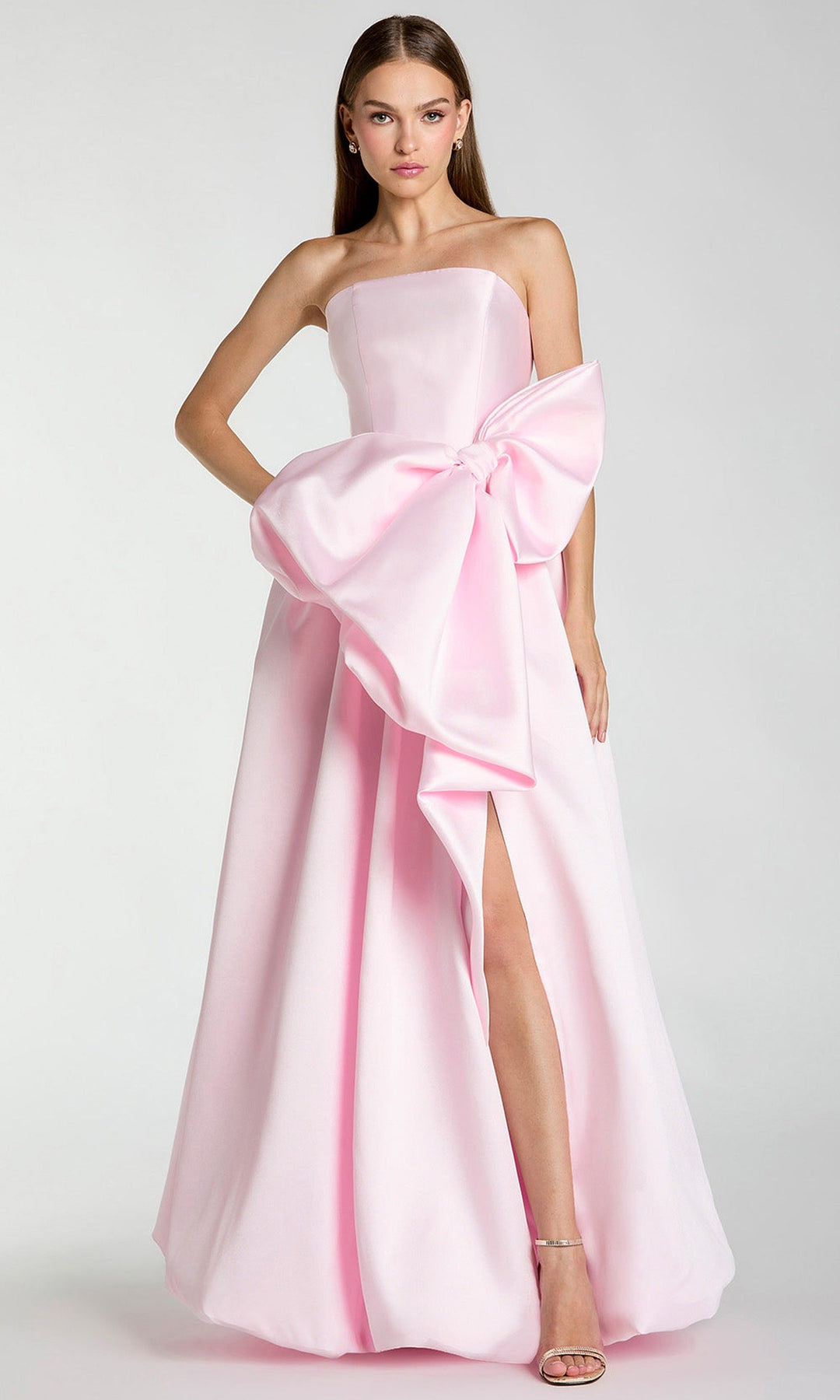 Ieena Duggal 21245 - Oversized Bow Mikado Ballgown with Bubble Hem